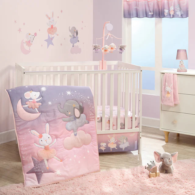 Bedtime Originals Tiny Dancer Ballet Animals Window Valance - Pink/Purple- Bambi Baby