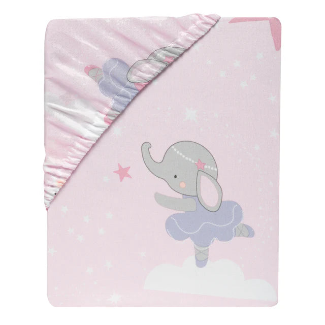 Bedtime Originals Tiny Dancer Elephant/Bunny Ballet Baby Fitted Crib Sheet - Pink- Bambi Baby