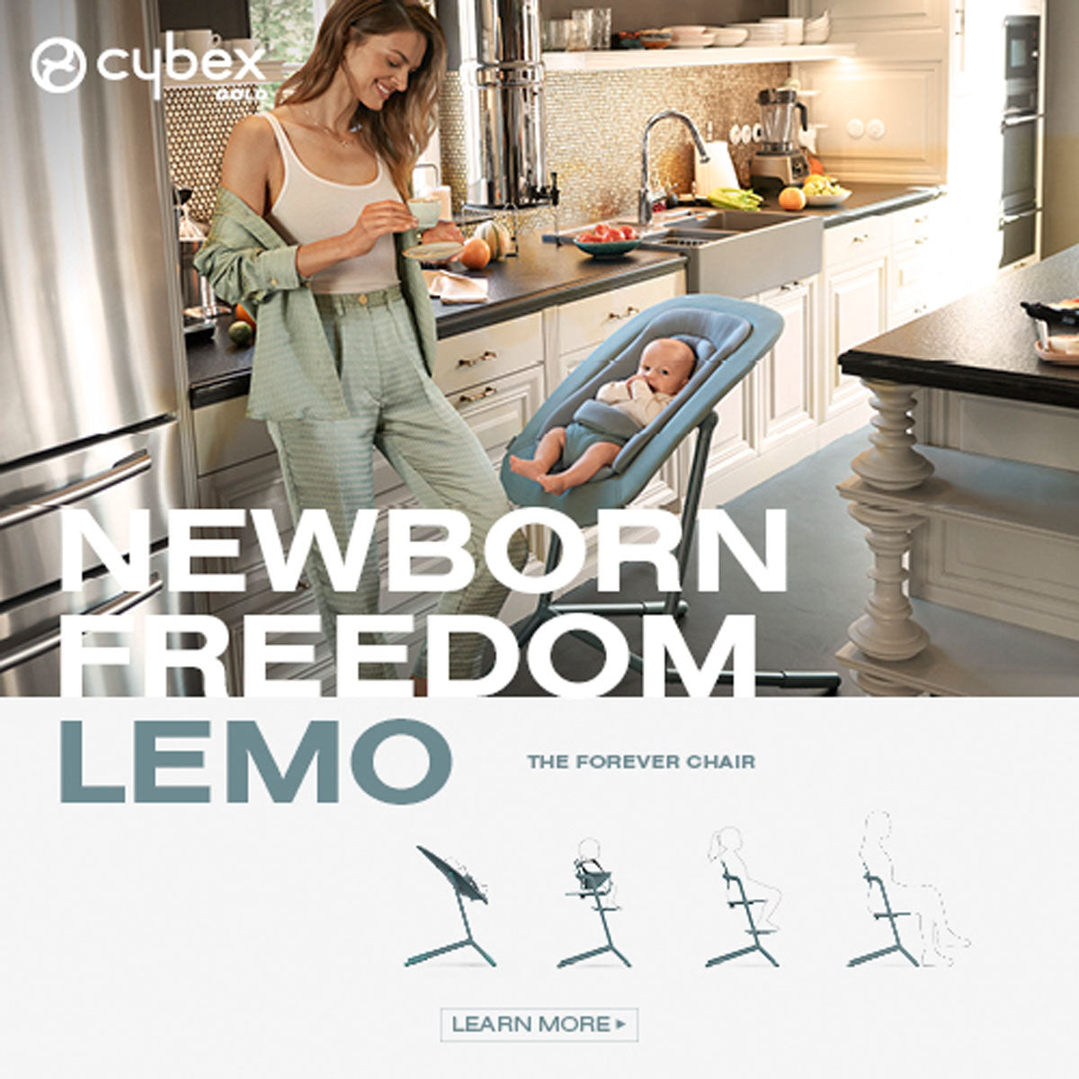 CYBEX LEMO 2 High Chair 4-in-1 Set - Stunning Black- Bambi Baby