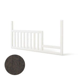 White Wood Silva Toddler Rail with Nocello Finish Swatch - Front View | Bambi Baby