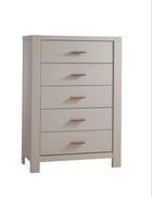 Dove Solid Ash Natart Toscano 5-Drawer Tall Chest - Angled View | Bambi Baby