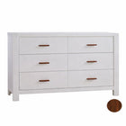 White Natart Toscano Double Dresser 57" Walnut Accents - Front View, Luxury Nursery Furniture | Bambi Baby