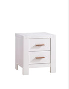 White Solid Ash Natart Toscano Nursery Nightstand Two-Drawer - Angled View | Bambi Baby