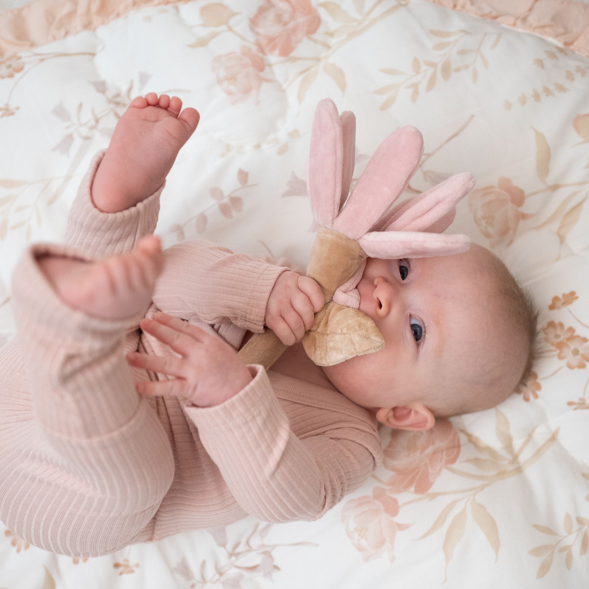 Crane Baby Violet Floral Plush Baby Rattle Toy- Bambi Baby