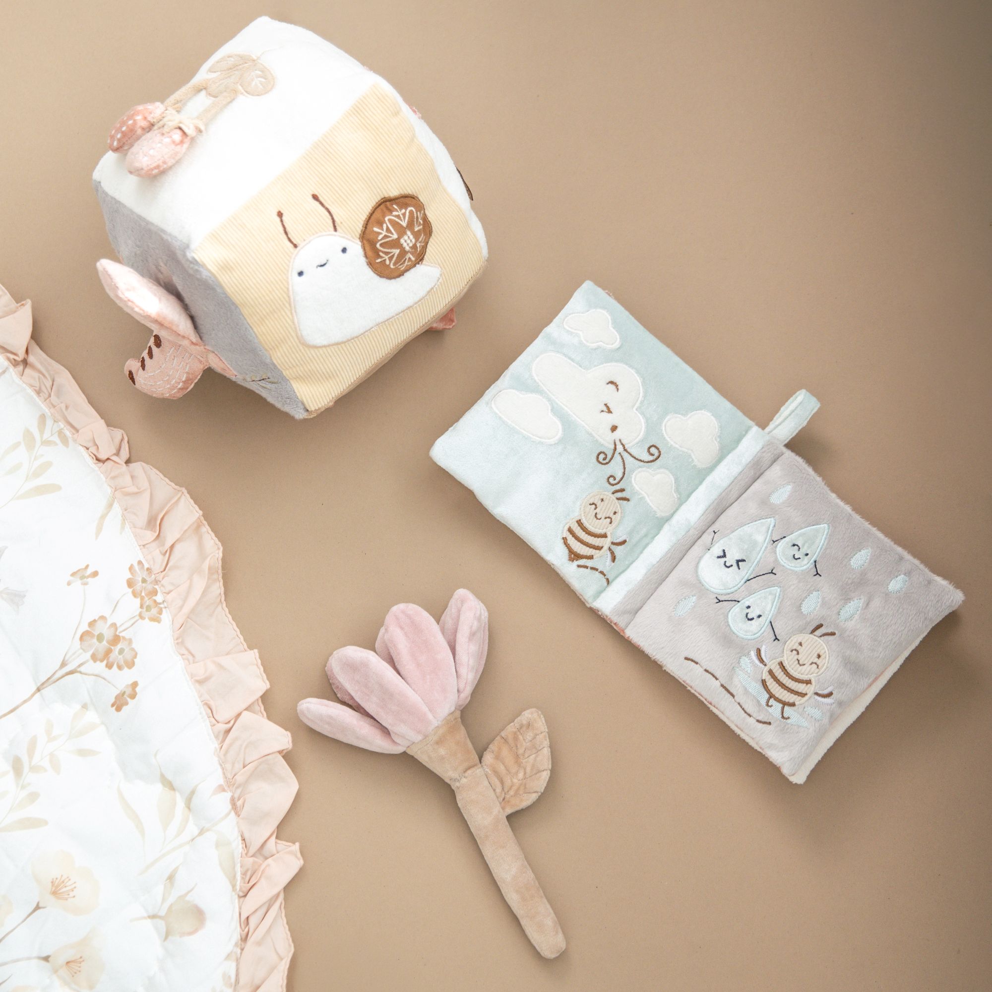 Crane Baby Violet Floral Plush Baby Rattle Toy- Bambi Baby
