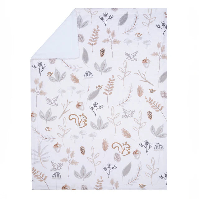 Lambs & Ivy Treetop Fox Woodland/Forest Minky/Faux Shearling Fleece Baby Blanket- Bambi Baby