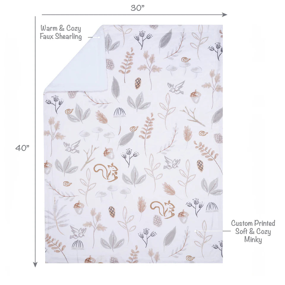 Lambs & Ivy Treetop Fox Woodland/Forest Minky/Faux Shearling Fleece Baby Blanket- Bambi Baby