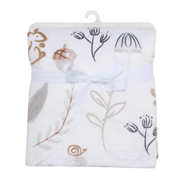 Lambs & Ivy Treetop Fox Woodland/Forest Minky/Faux Shearling Fleece Baby Blanket- Bambi Baby