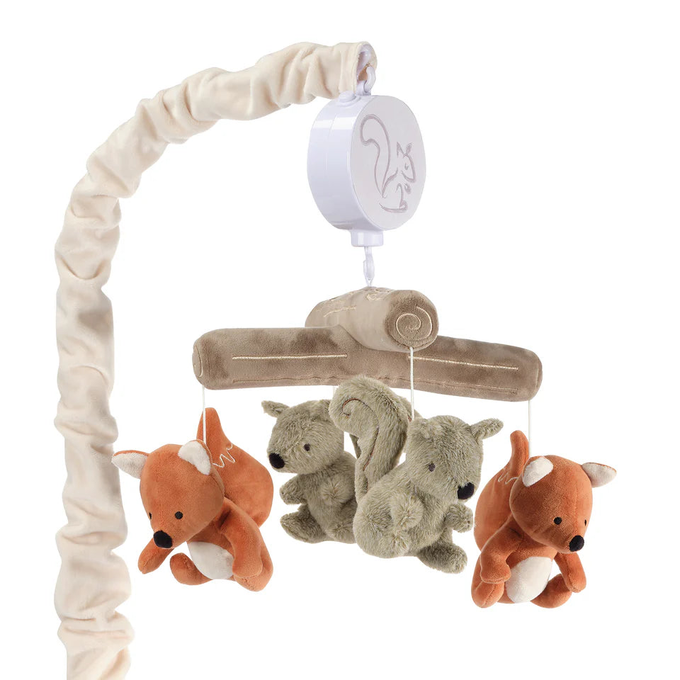 Lambs & Ivy Treetop Fox & Squirrel Woodland Musical Baby Crib Mobile Soother Toy- Bambi Baby