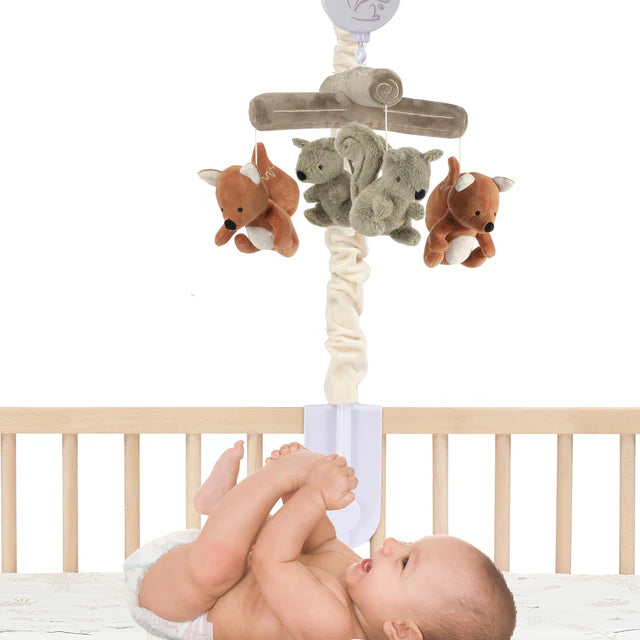 Lambs & Ivy Treetop Fox & Squirrel Woodland Musical Baby Crib Mobile Soother Toy- Bambi Baby