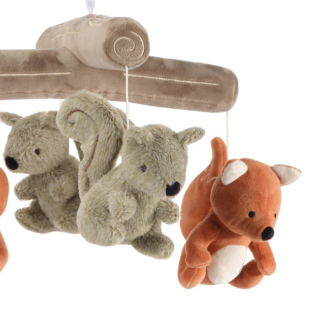 Lambs & Ivy Treetop Fox & Squirrel Woodland Musical Baby Crib Mobile Soother Toy- Bambi Baby