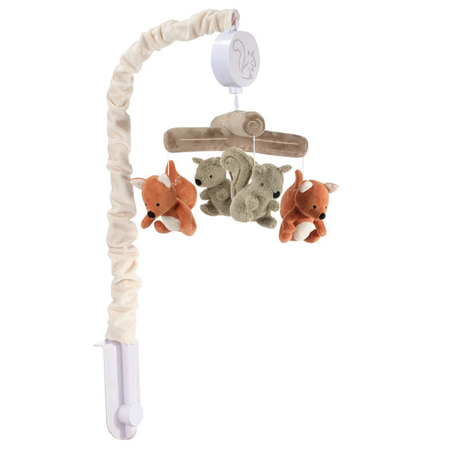 Lambs & Ivy Treetop Fox & Squirrel Woodland Musical Baby Crib Mobile Soother Toy- Bambi Baby