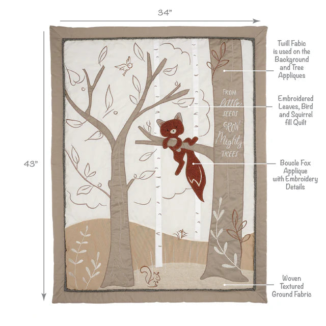 Lambs & Ivy Treetop Fox Woodland Tree Nursery 3-Piece Baby Crib Bedding Set- Bambi Baby