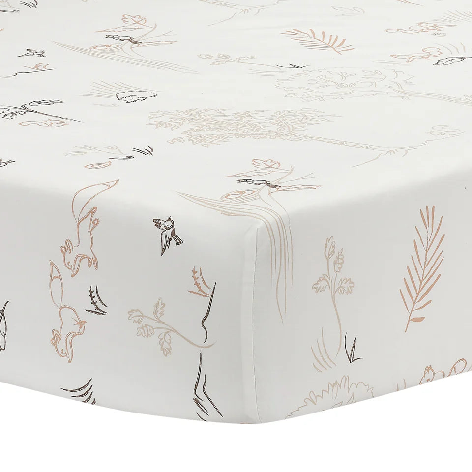 Lambs & Ivy Treetop Fox Woodland Breathable Cotton Fitted Crib/Toddler Sheet- Bambi Baby
