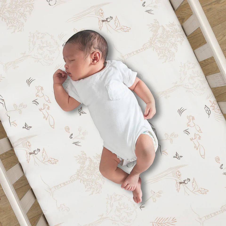 Lambs & Ivy Treetop Fox Woodland Breathable Cotton Fitted Crib/Toddler Sheet- Bambi Baby
