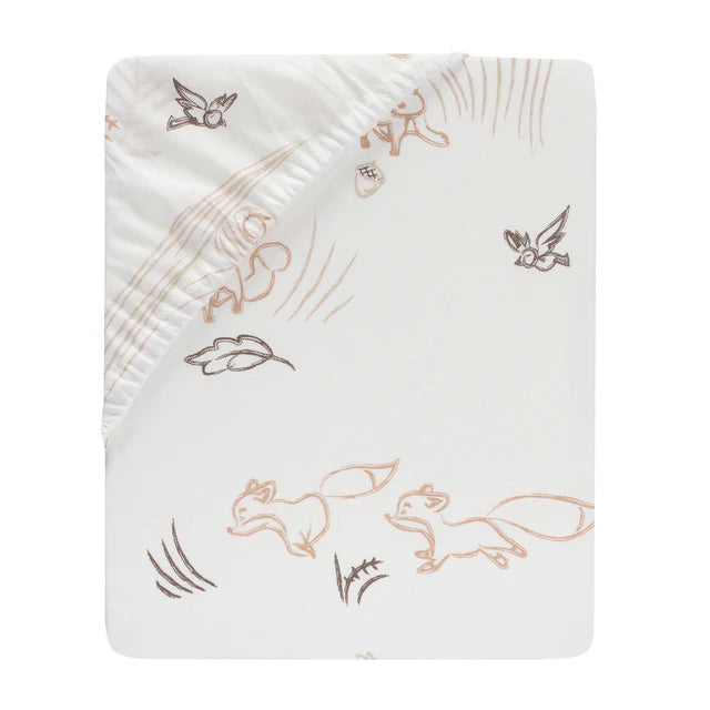 Lambs & Ivy Treetop Fox Woodland Breathable Cotton Fitted Crib/Toddler Sheet- Bambi Baby
