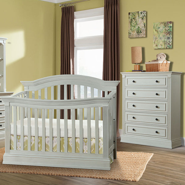 Stella Baby Trinity 2 Piece Nursery Set in Belgium Cream - Crib & 5 Drawer Dresser- Bambi Baby