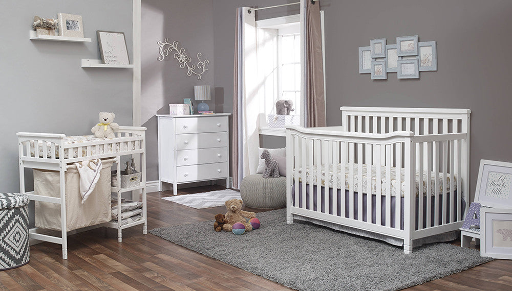 Sorelle Palisades Room (4 In 1 Crib, 4 Dr Dresser, And Dressing Table W/ Hamper)- Bambi Baby