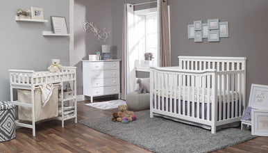 Sorelle Palisades Room (4 In 1 Crib, 4 Dr Dresser, And Dressing Table W/ Hamper)- Bambi Baby