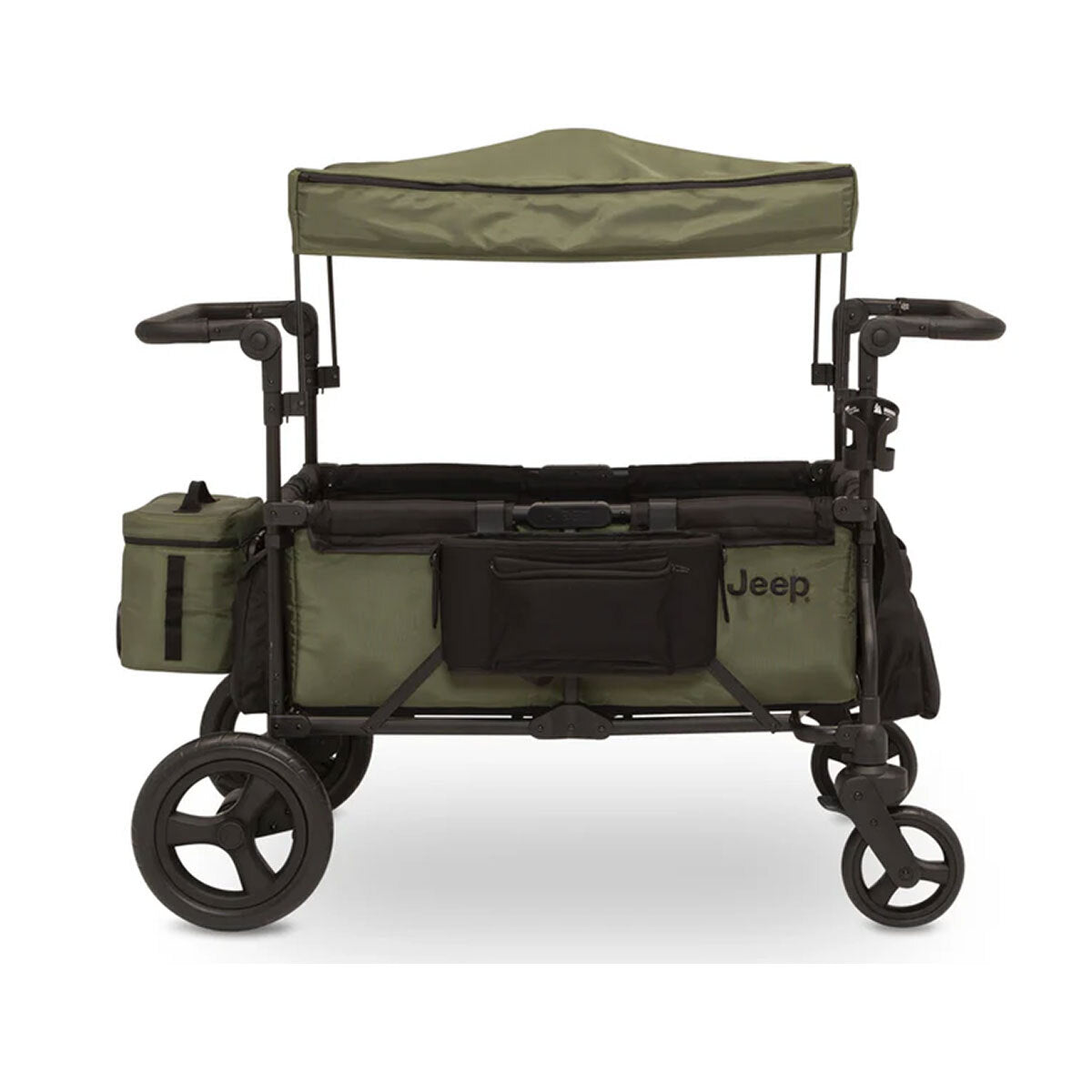 Jeep Deluxe Wrangler Wagon Stroller - Black With Olive Green (2182)- Bambi Baby