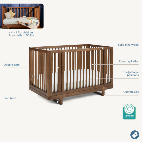 Maxi Cosi Embraced Forms Island Crib - Chestnut Stain- Bambi Baby