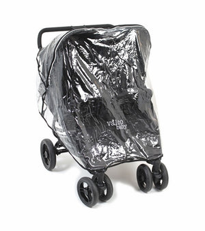 Clear PVC Valco Baby Double Stroller Raincover - Side View | Bambi Baby