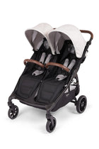 Cloud White All-Terrain Double Stroller with Tan Handles - 3/4 Front View | Bambi Baby