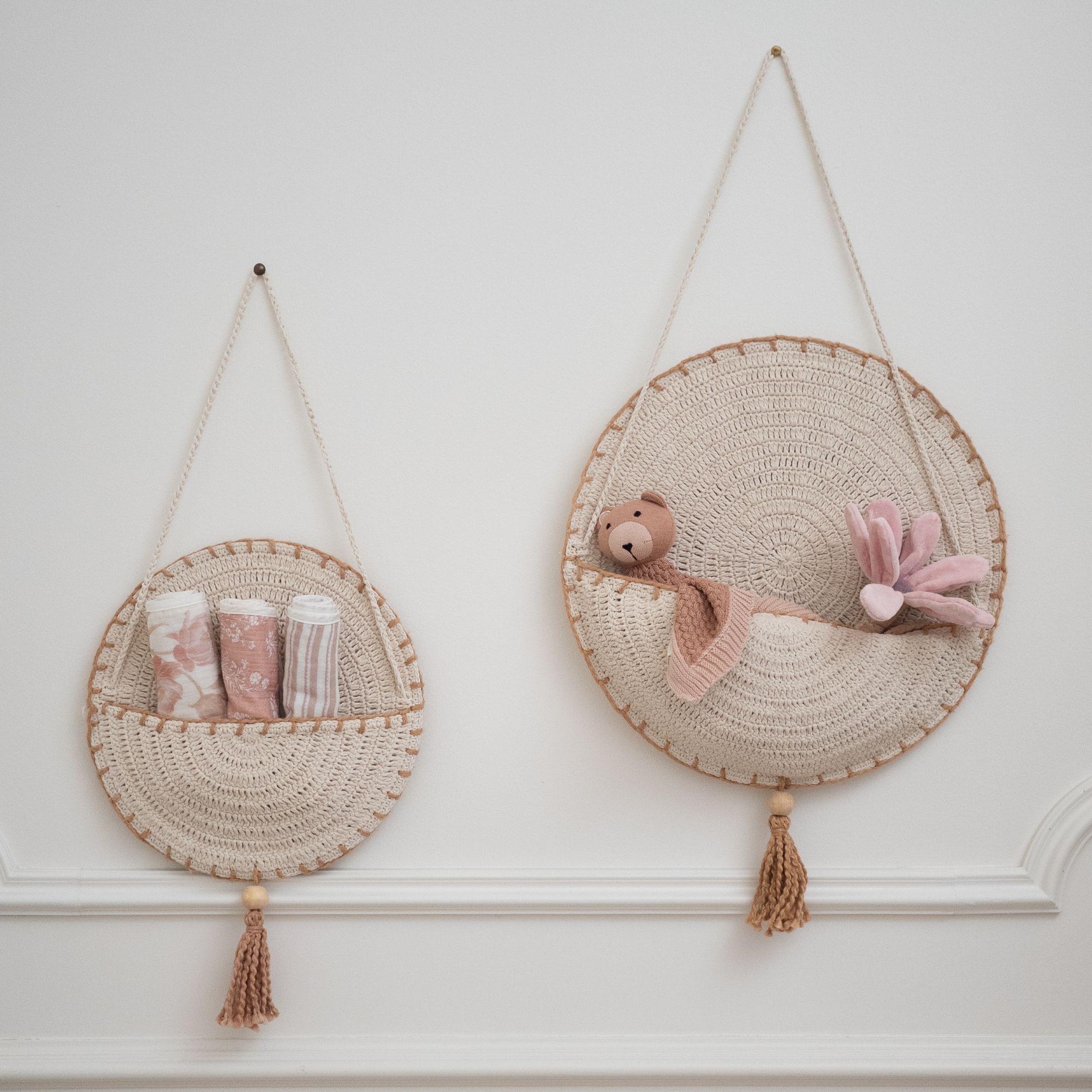 Crane Baby Violet Crochet Wall Hanging Storage (Set of 2)- Bambi Baby