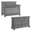Conjunto de guardería Oxford Baby Weston de 2 piezas: cuna convertible y cómoda de 7 cajones en gris oscuro