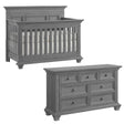Oxford Baby Weston 2 Piece Nursery Set - Convertible Crib + & 7 Drawer Dresser in Dusk Gray - Bambi Baby