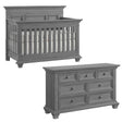 Oxford Baby Weston 2 Piece Nursery Set - Convertible Crib + & 7 Drawer Dresser in Dusk Gray - Bambi Baby