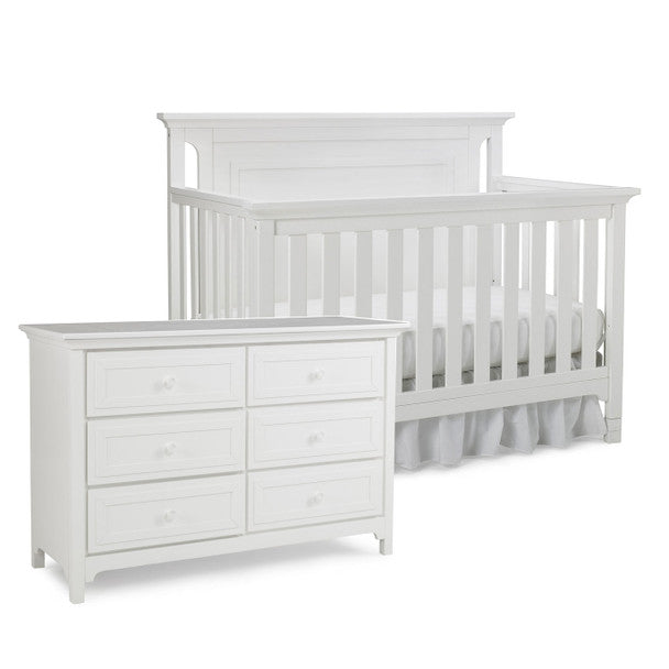 Ti Amo Carino 2 Piece Nursery Set - Crib, Double Dresser in Snow White- Bambi Baby
