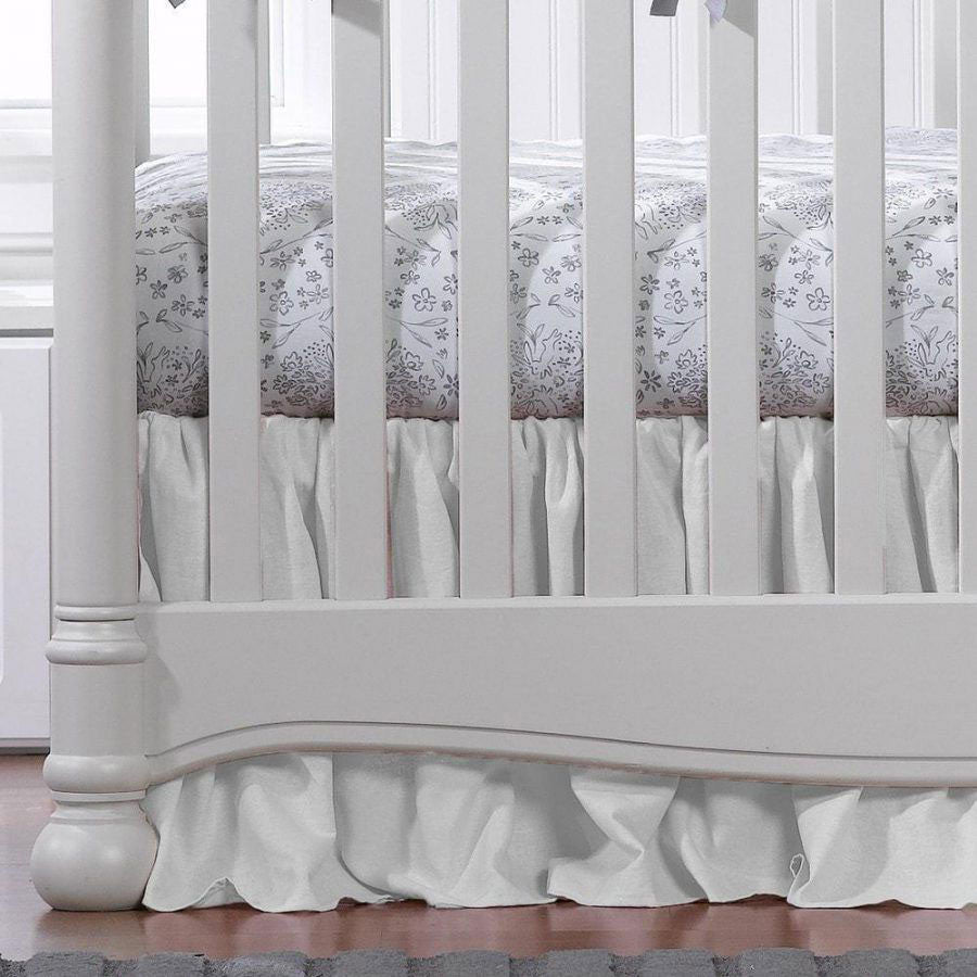 Liz and Roo White Woven Crib Skirt Gathered 16" Drop- Bambi Baby