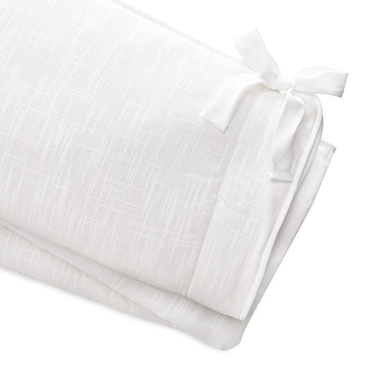 Liz and Roo White Woven Crib Rail Cover with White Trim- Bambi Baby