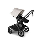 White Bugaboo Kangaroo Single to Double Stroller on Black Chassis - Three-Quarter Rear Angle | Bambi Baby