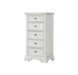Brushed White Westwood Olivia Pier Chest 5-Drawer - Angled Front View | Bambi Baby