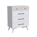 Ash Linen Two-Tone 4 Drawer Tall Chest - 3/4 Angle View | Bambi Baby