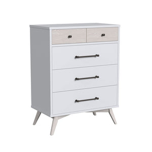 Ash Linen Two-Tone 4 Drawer Tall Chest - 3/4 Angle View | Bambi Baby